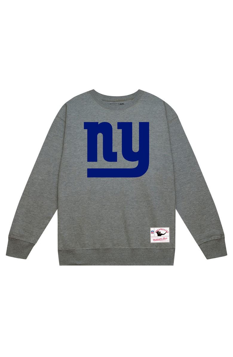 Mitchell & Ness Men's Mitchell & Ness Heather Gray New York Giants Basic Fleece Pullover Sweatshirt, Alternate, color,