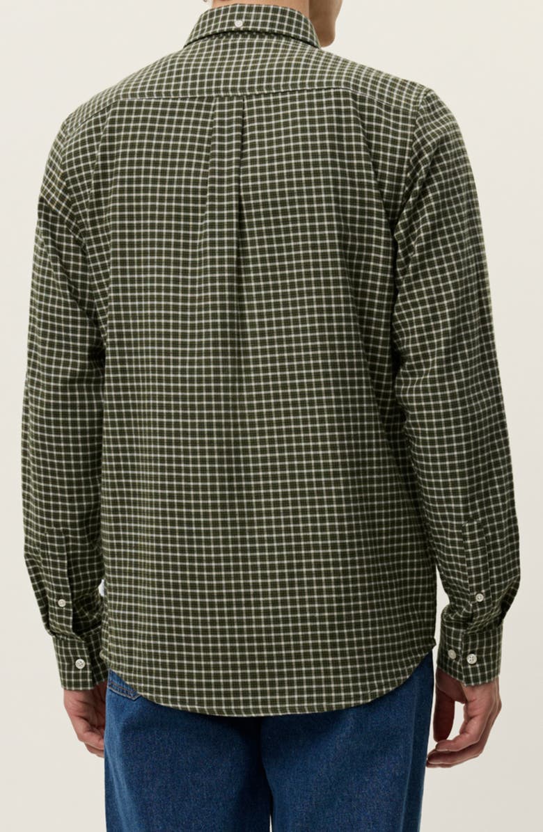 Les Deux Konrad Microcheck Flannel Button-Down Shirt, Alternate, color, Green