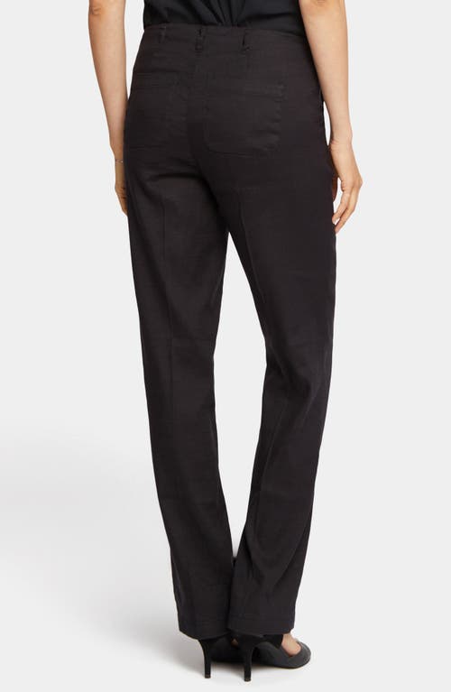 Nydj Marilyn Linen Blend Straight Leg Pants In Black