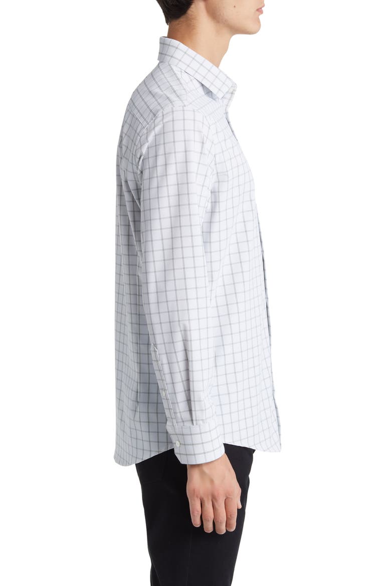 Leeward Trim Fit Sky Hampton Windowpane Plaid Performance Button-Up Shirt, Alternate, color, BLUE