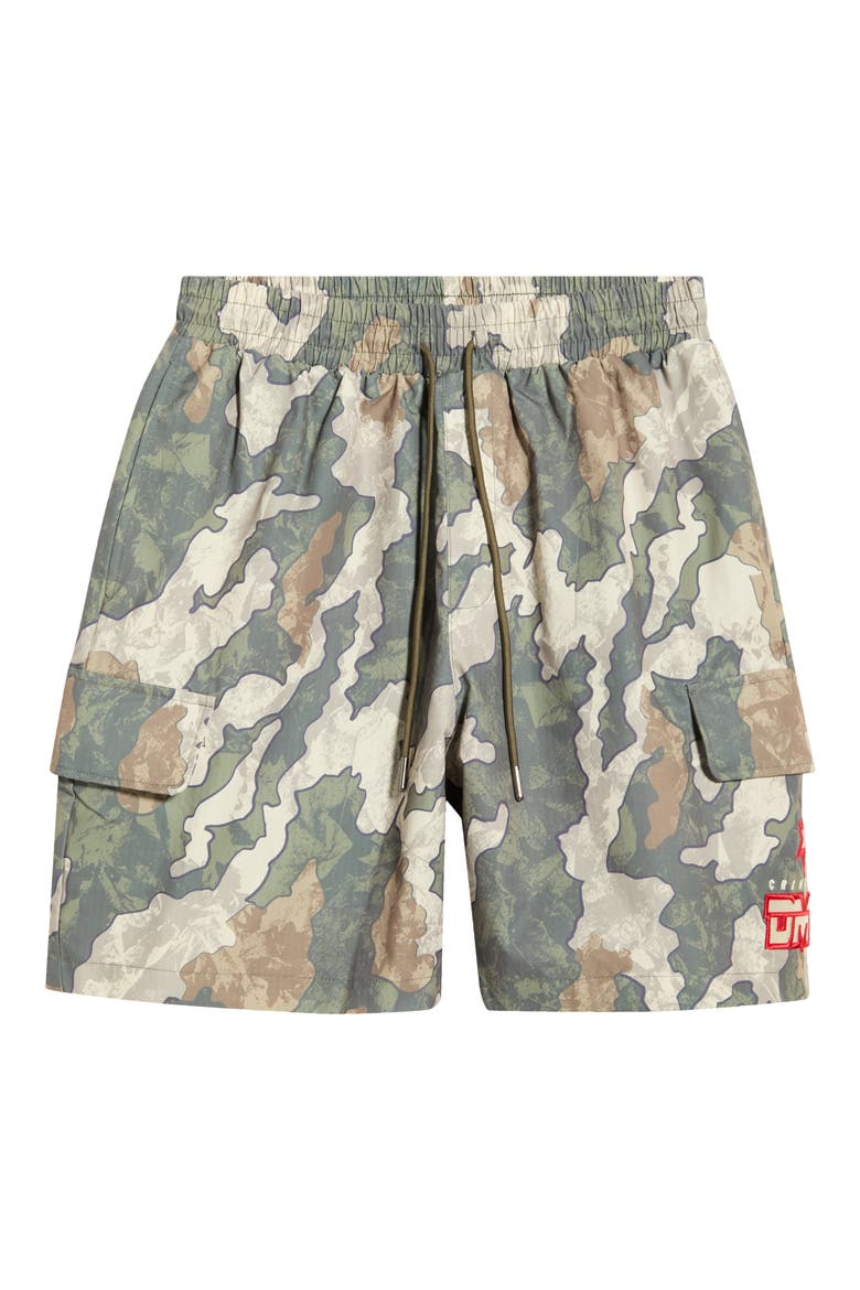 Camo Nylon Shorts, Alternate, color, GREEN/ RED