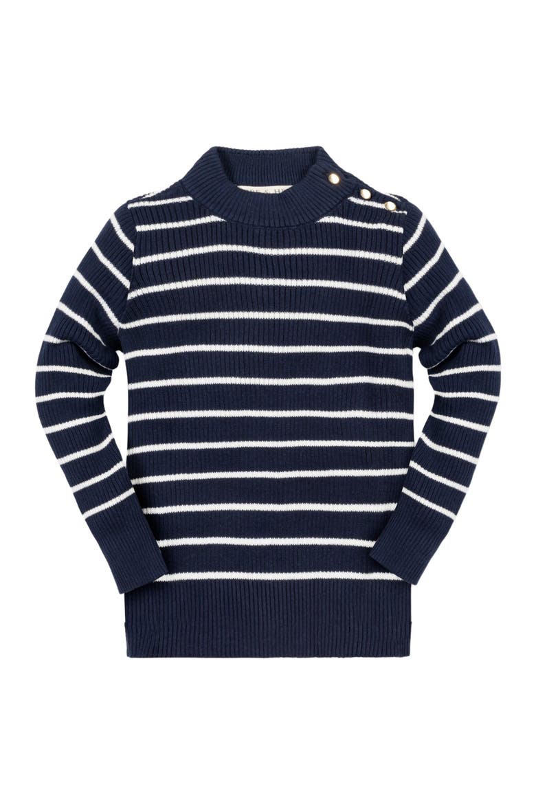 Girls' Organic Mock Neck Sweater, Kids, Alternate, color, Navy Breton Stripe
