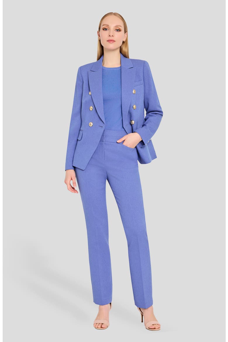 Double Breasted Twill Blazer, Alternate, color, DEEP PERI
