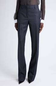 TOM FORD Chalkstripe Boyfriend Wool & Mohair Straight Leg Pants