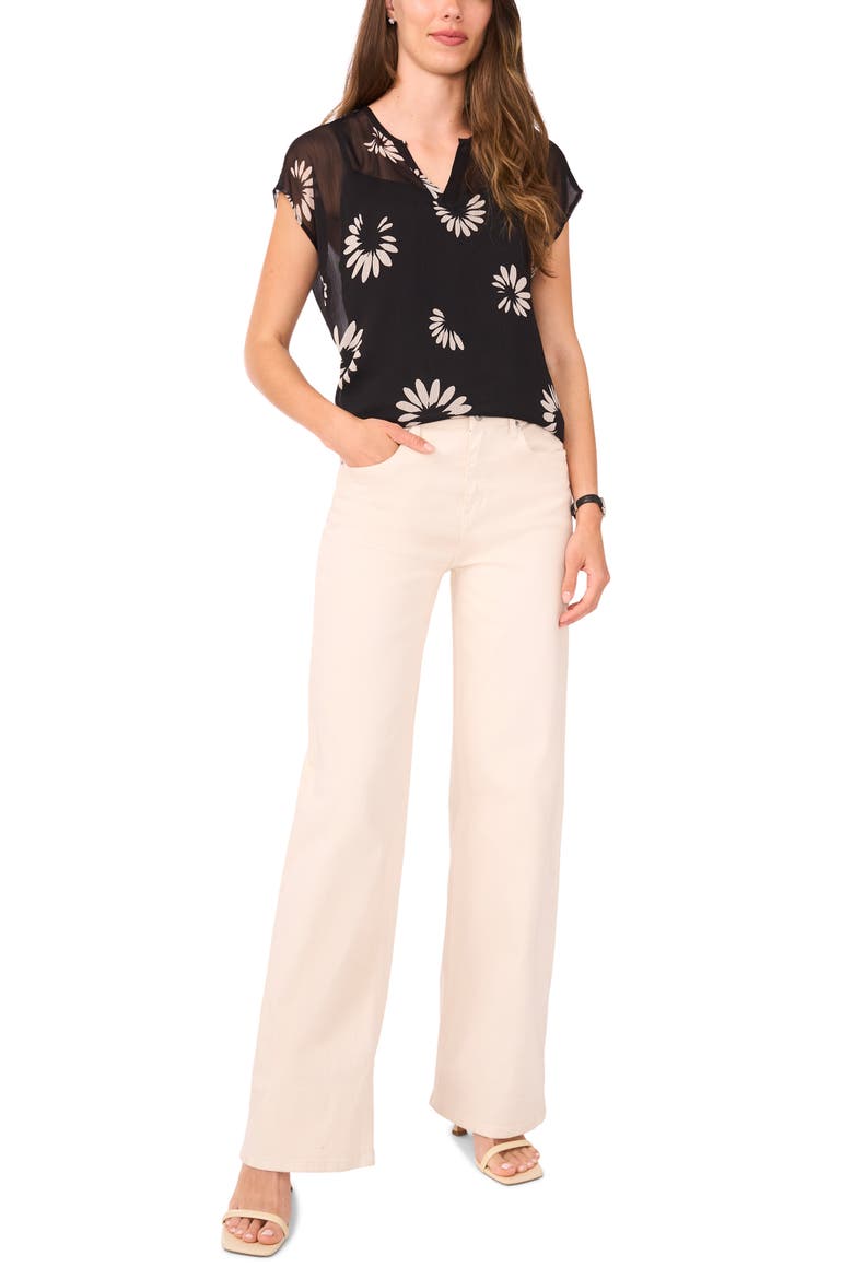 Daisy Petals Popover Top, Alternate, color, RICH BLACK