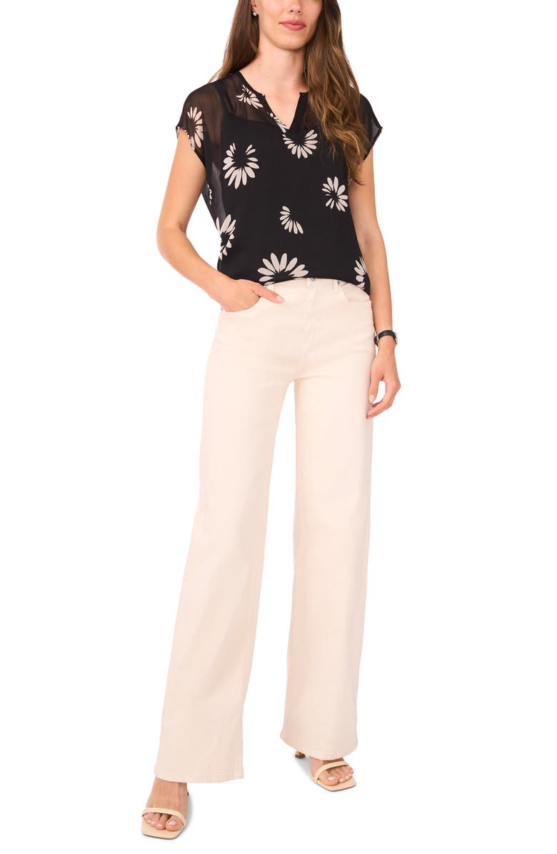 Halogen<sup>®</sup> Daisy Petals Popover Top, Alternate, color, Rich Black