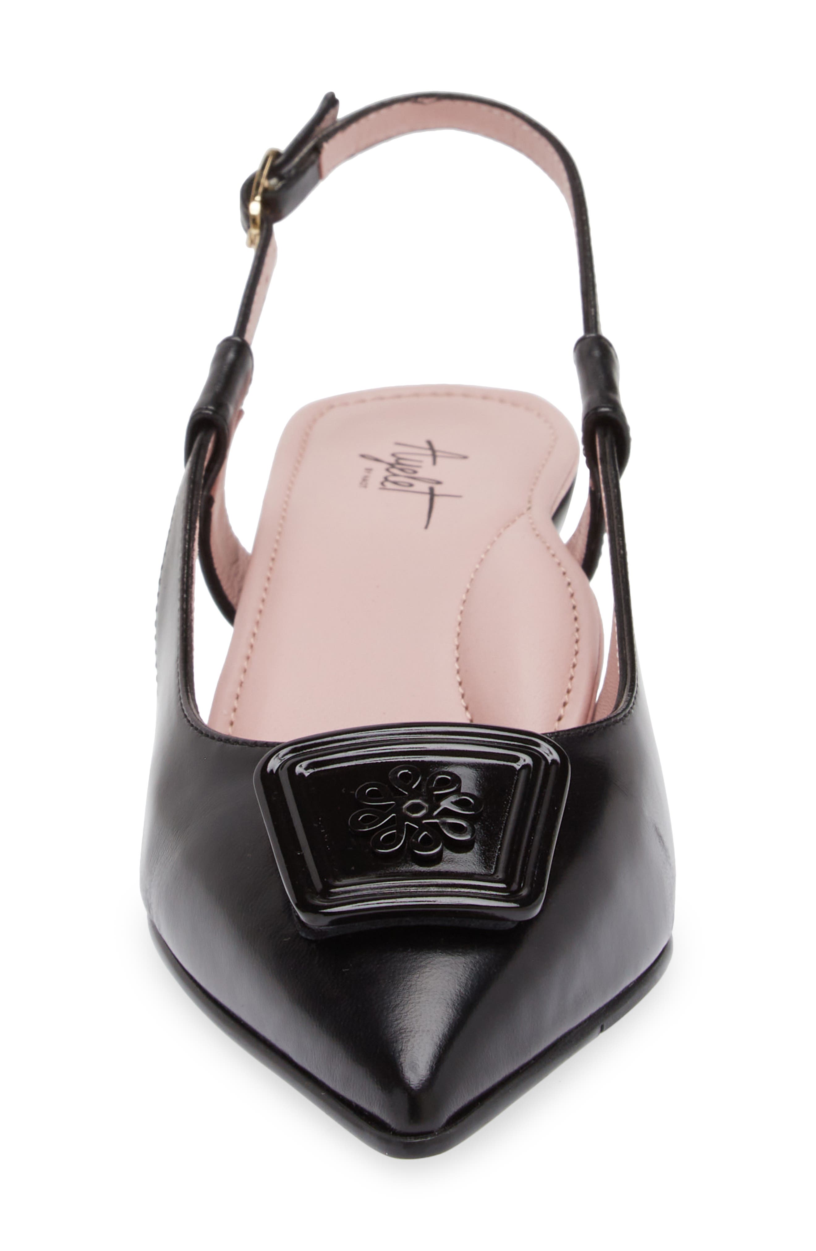 Naot Amber Pointed Toe Slingback Pump, Alternate, color, Black Sheen Leather