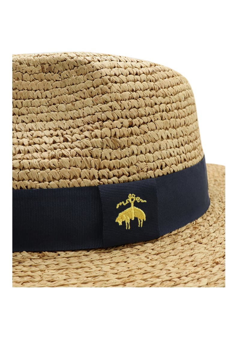 Brooks Brothers Raffia Crochet Fedora, Alternate, color, Natural