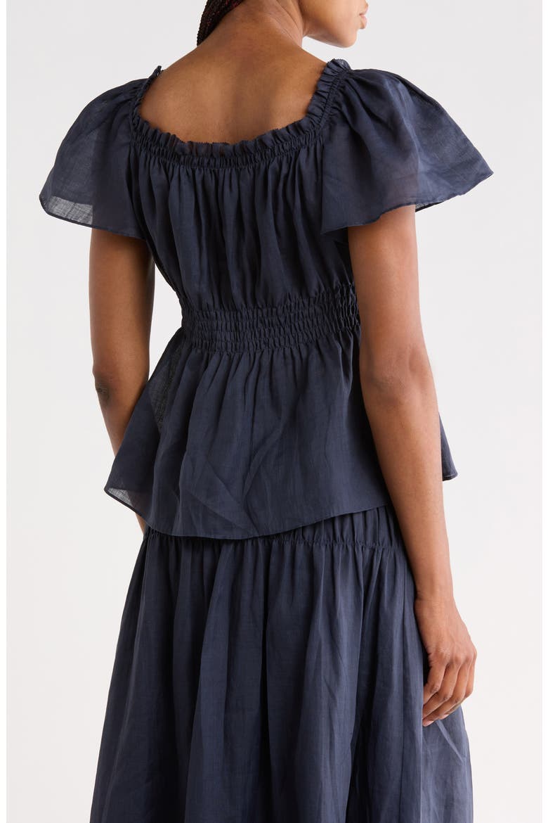 Anya Smocked Ramie Top, Alternate, color, NAVY