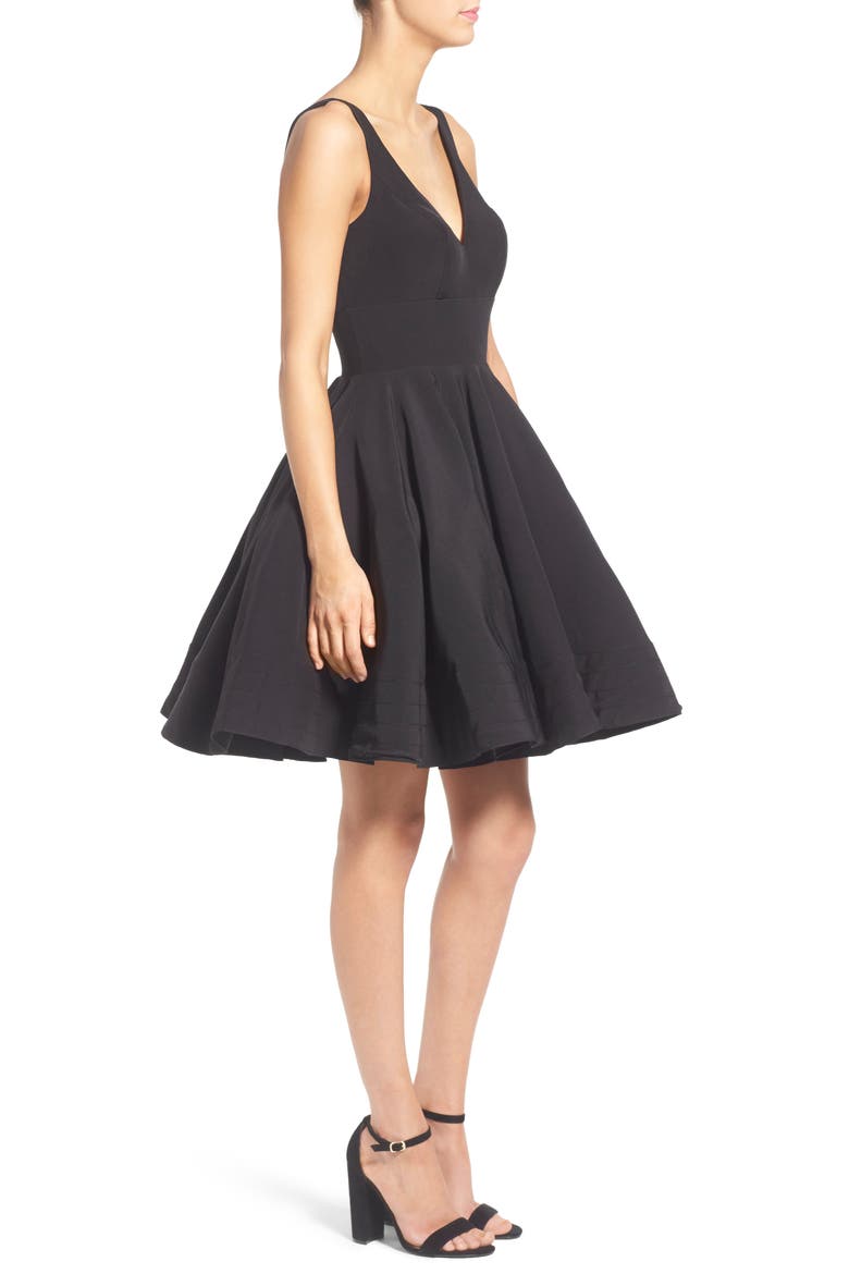 Fit & Flare Cocktail Dress, Alternate, color, BLACK
