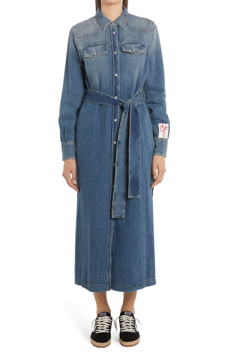 Golden Goose Dana Long Sleeve Denim Shirtdress, Main, color,
