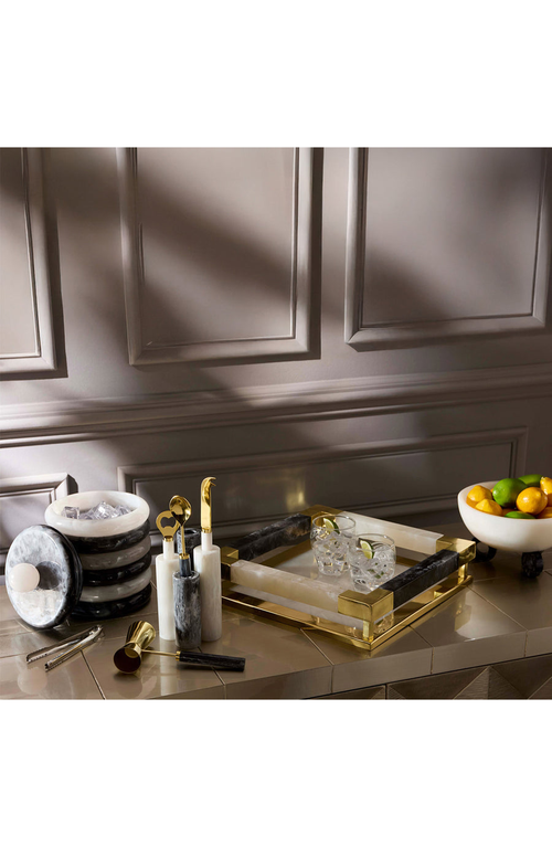 Jonathan Adler Como Ice Bucket In Black/white Marble