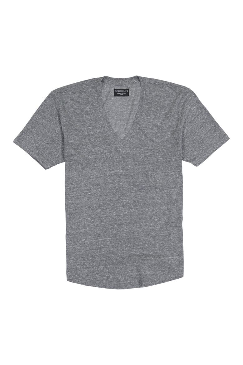 Scallop V-Neck T-Shirt, Alternate, color, HEATHER GREY