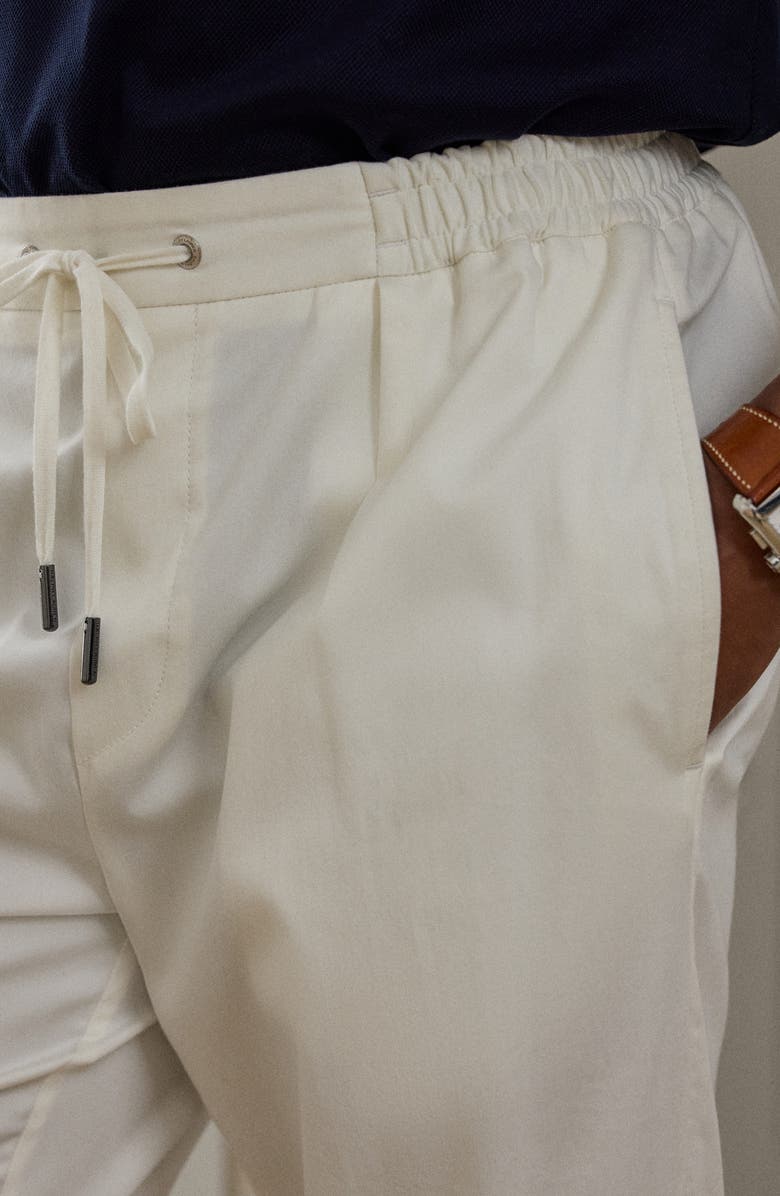 Ralph Lauren Purple Label Drawstring Waist Stretch Cotton & Silk Pants, Alternate, color, Deckwash White