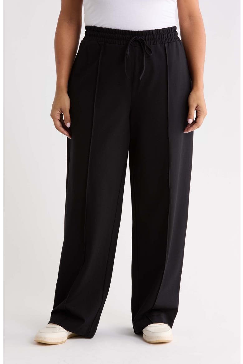 Ponte Pull-On Wide Leg Pants, Main, color, BLACK