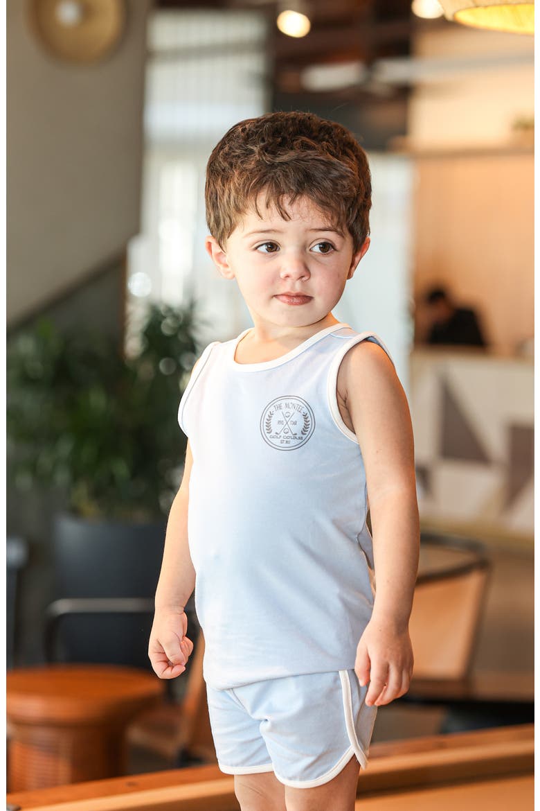 Kids' Montee Golf Course Cotton Blend Tank & Shorts Set, Alternate, color, BABY BLUE