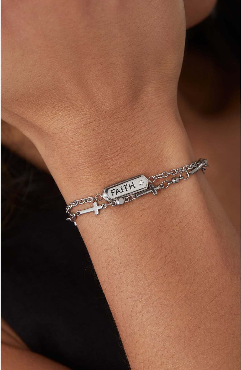 Alex and Ani Faith Stranded Bracelet Set, Alternate, color, Silver