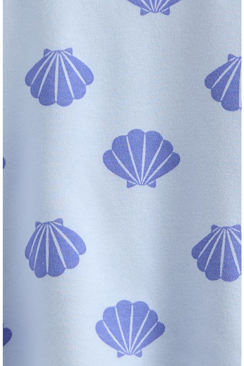 Kids' Short Sleeve Sweatshirt & Shorts, Alternate, color, BLUE HALOGEN SEASHELLS
