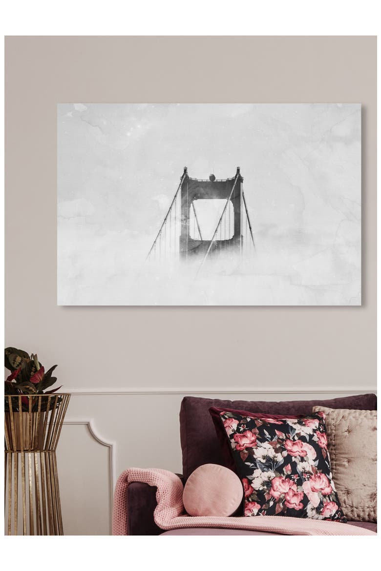 Up So High Golden Gate Bridge Canvas Wall Art, Alternate, color, WHITE