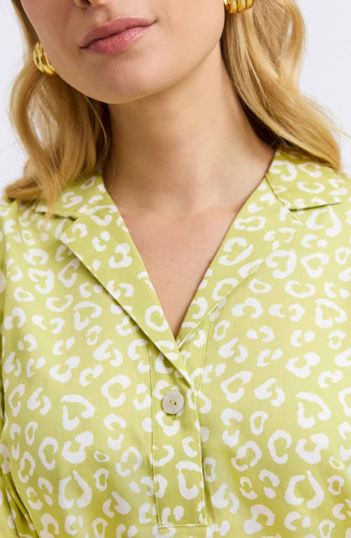 Foxcroft Sloane Leopard Spot Shirtdress In Chartreuse Multi