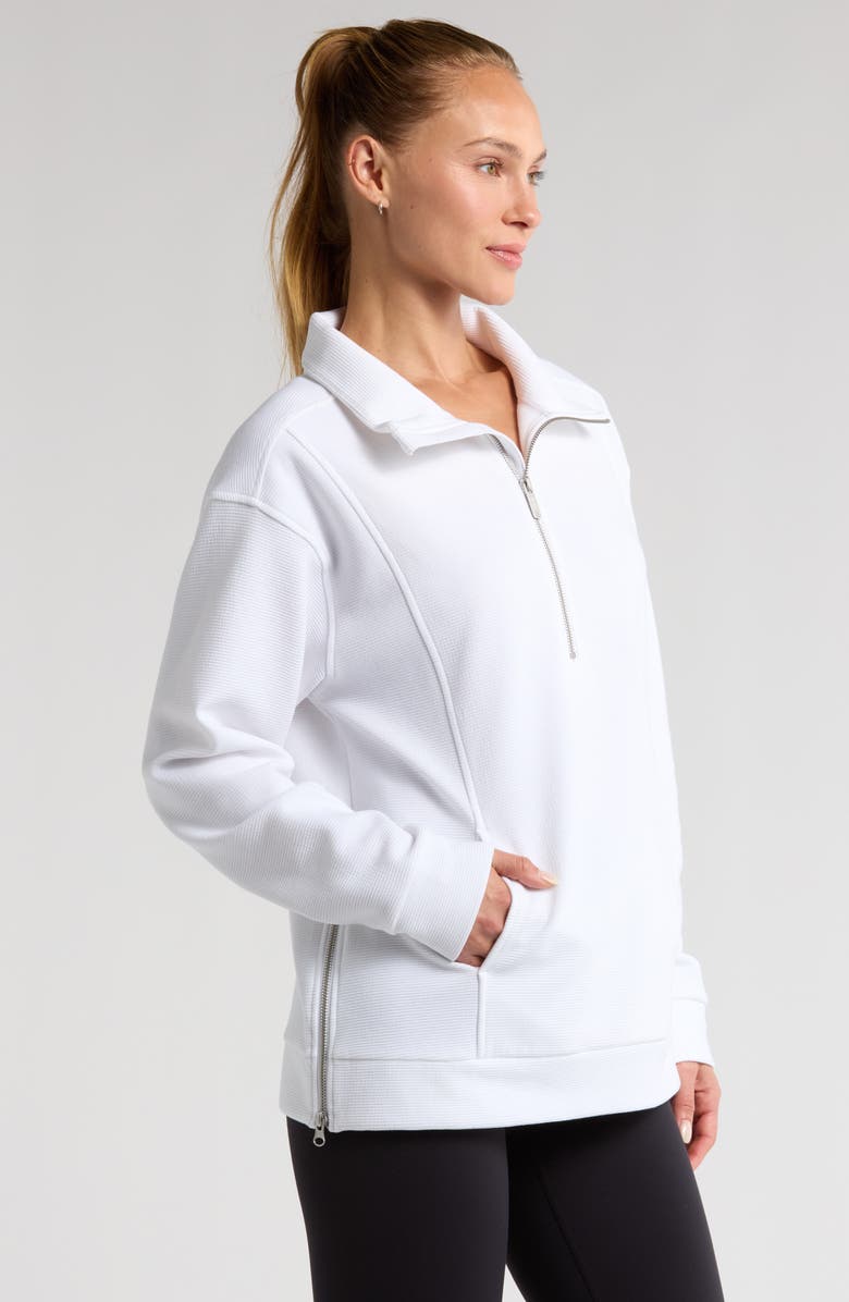 Zella Half Zip Fleece Ottoman Pullover, Alternate, color, White