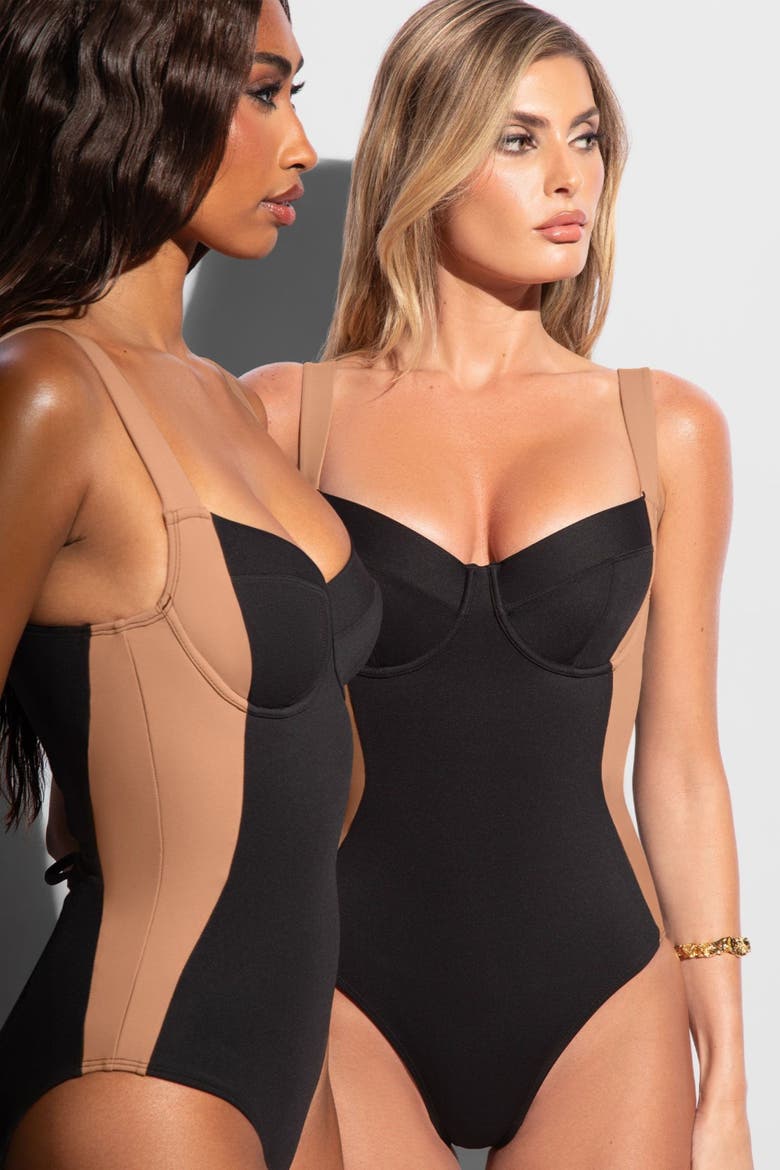 Mega Sculpting Underwire B/C Cup One Peice Swimsuit, Alternate, color, Contour Black Tawny