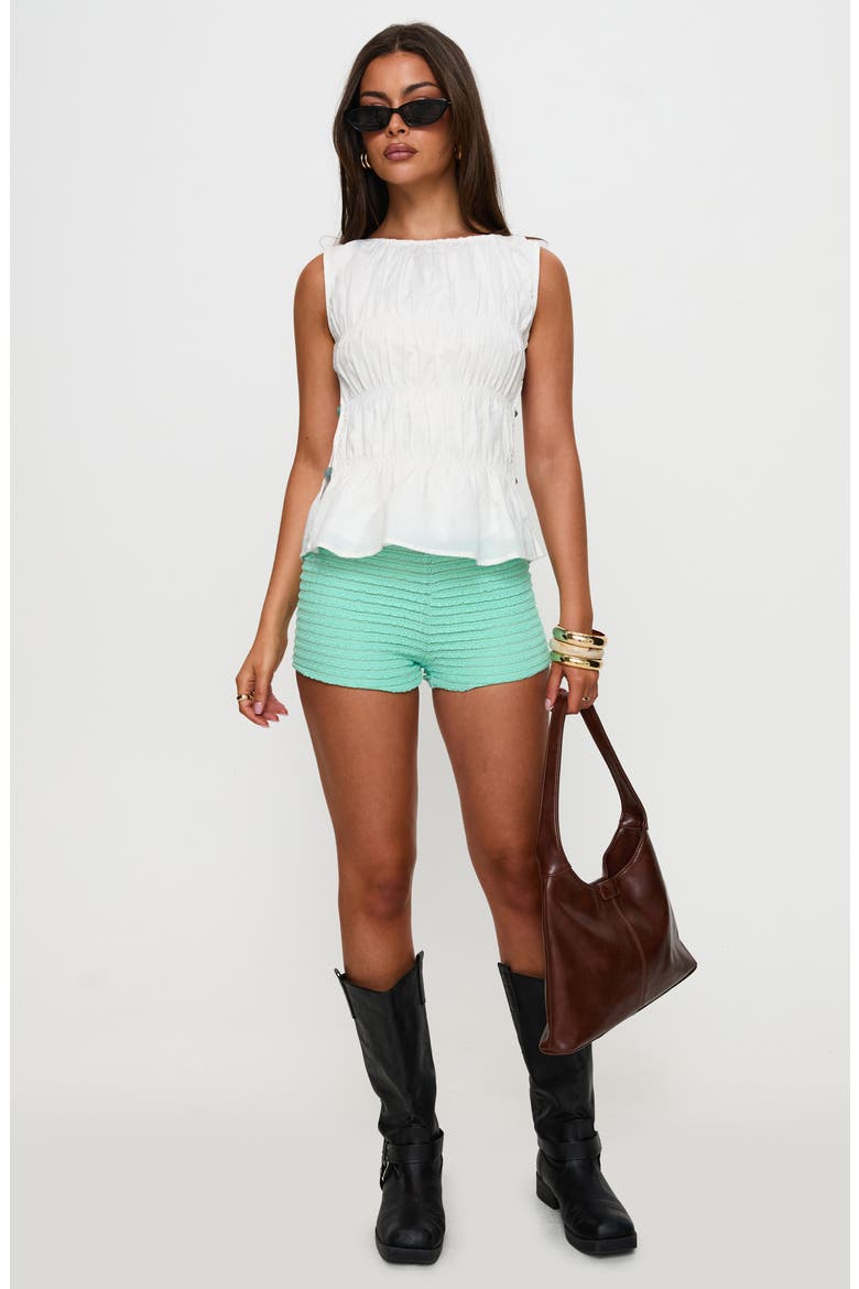 Read My Soul Bead Smocked Sleeveless Cotton & Linen Top, Alternate, color, WHITE