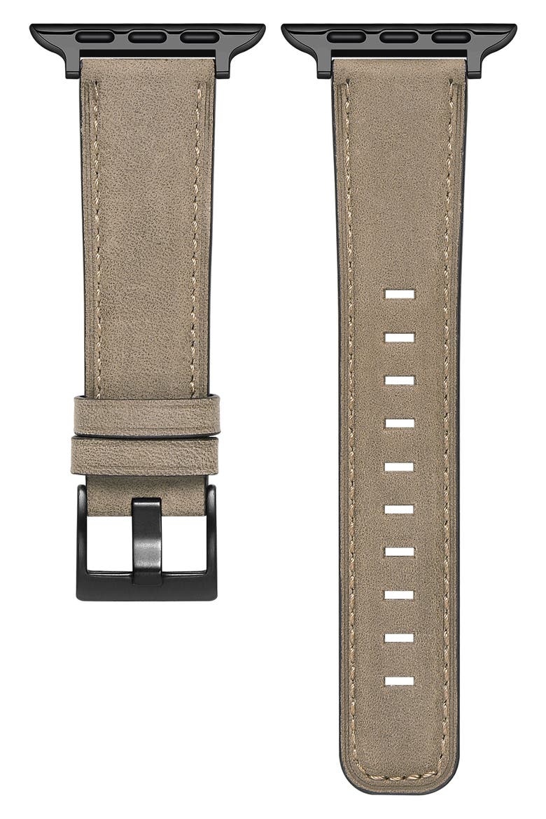 Hunt Distressed Leather Apple Watch® Watchband, Main, color, BROWN