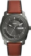 Fossil Machine Leather Strap Watch, 42mm