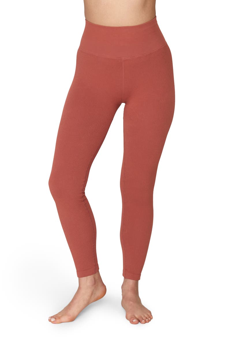 Metta Ribbed Leggings, Main, color, RUST