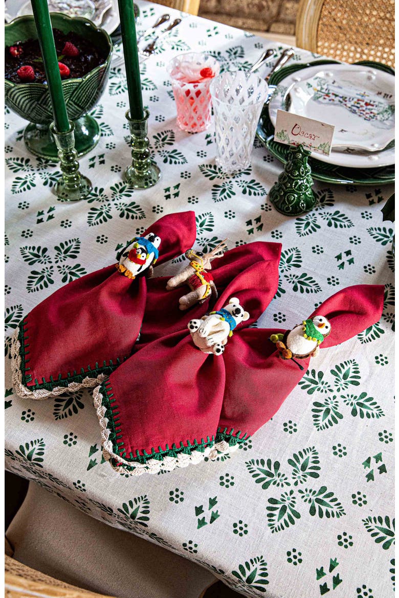 Isadora Set of 4 Napkins, Alternate, color, RED