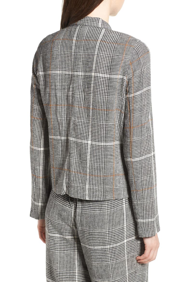 Plaid Linen Blend Blazer, Alternate, color, BLACK REMINGTON PLAID