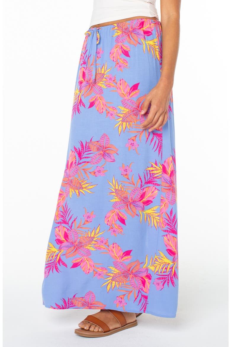 Iyla Floral Drawstring Maxi Skirt, Alternate, color, CORNFLOWER