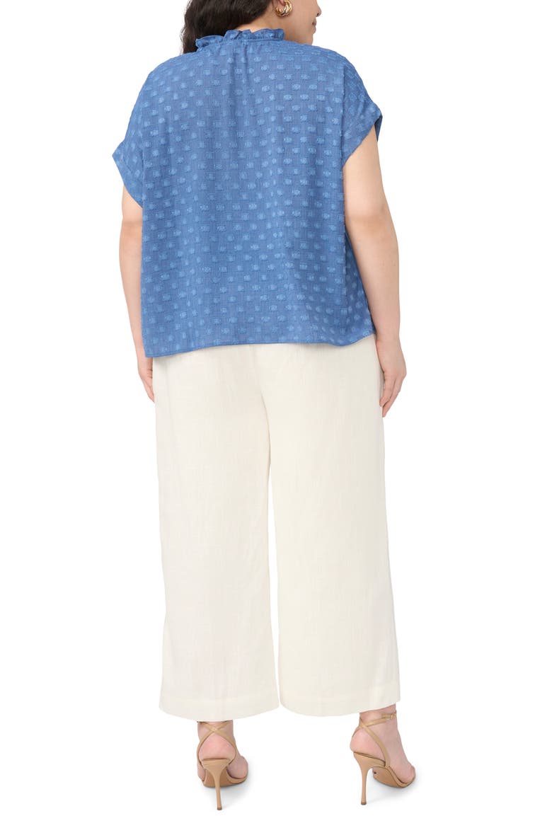 Clip Dot Tie Neck Top, Alternate, color, CLASSIC INDIGO