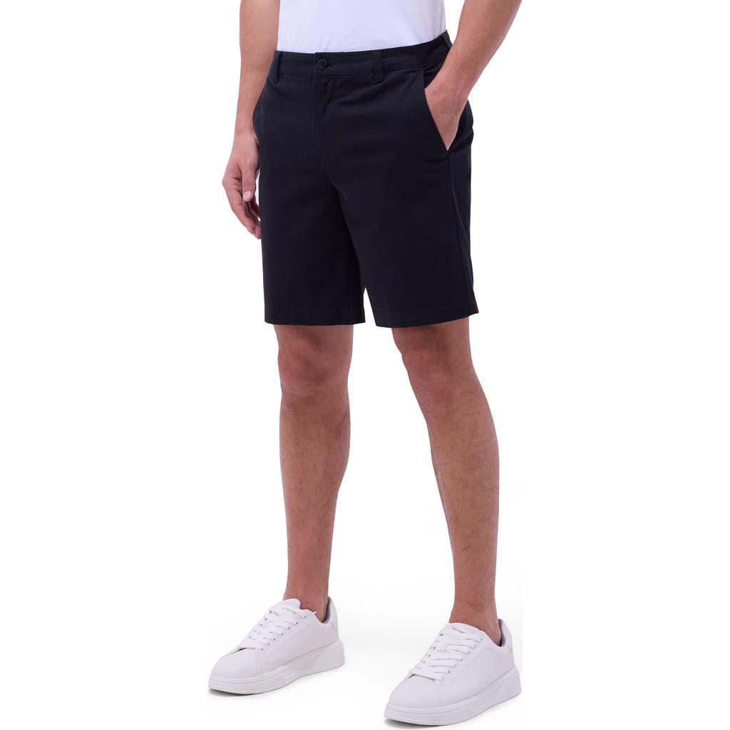 Bugatchi Presley Flat Front Stretch Cotton & Lyocell Chino Shorts In Black