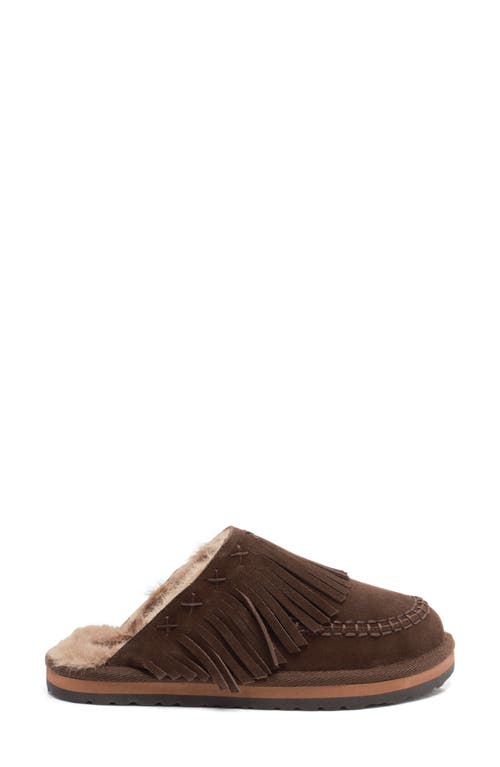 Free People Fallon Fringe Faux Fur Mule Slipper In Brown