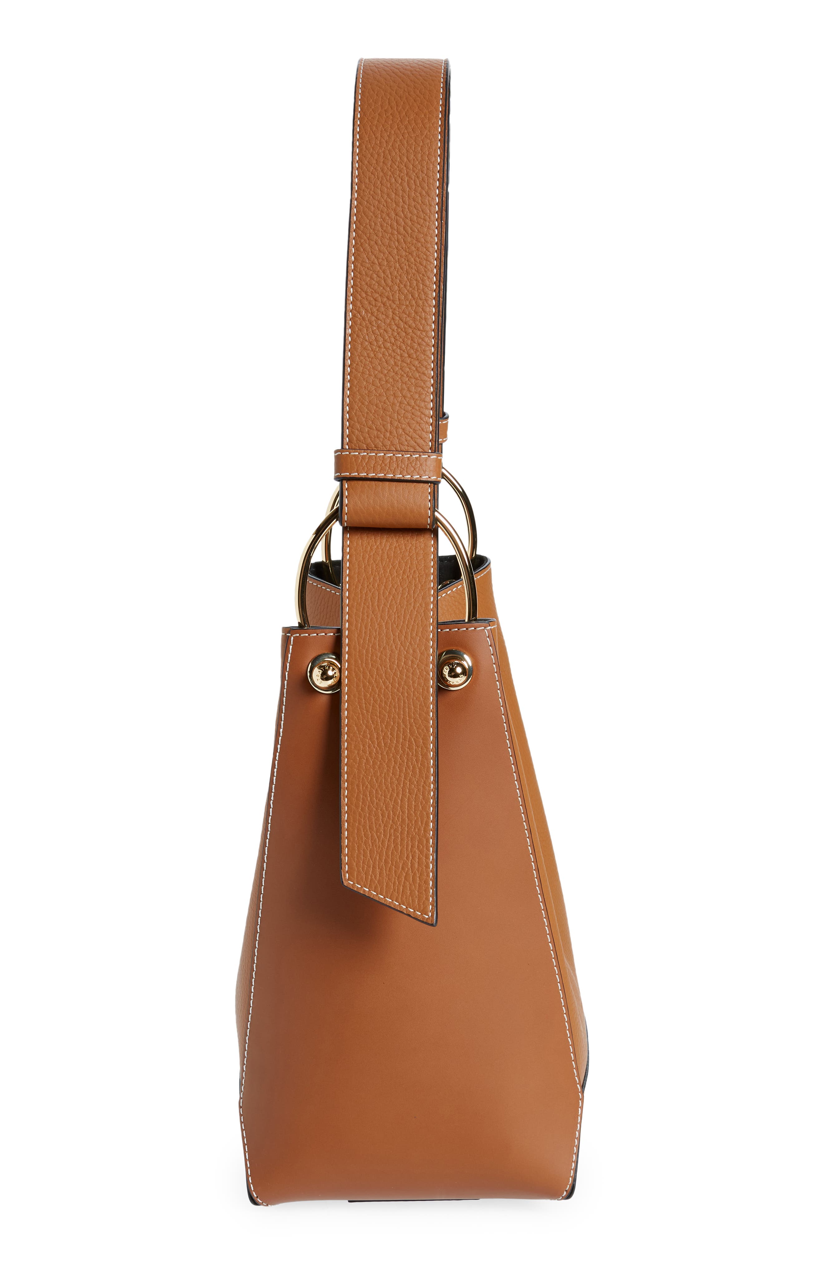 Strathberry Midi Lana Leather Bucket Bag, Alternate, color, Tan/ Vanilla