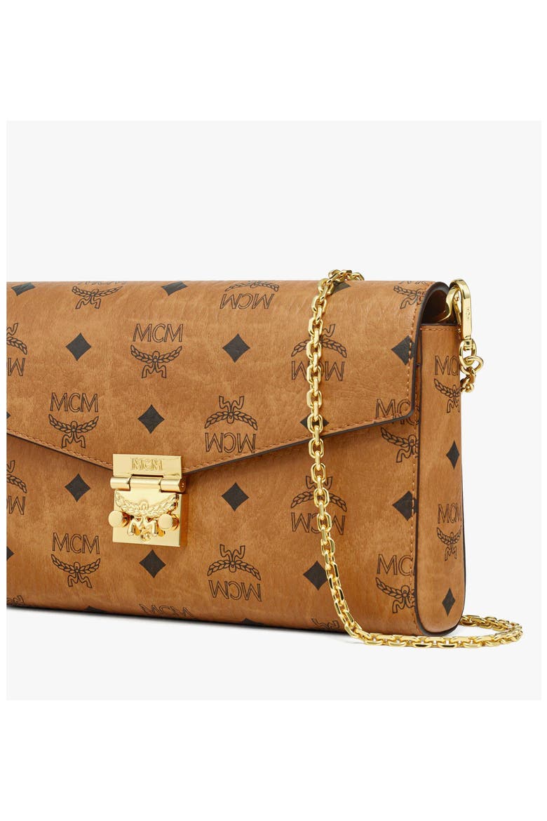 Tracy Chain Wallet in Visetos, Alternate, color, Cognac