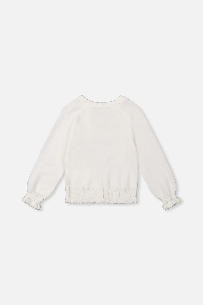 Knit Button-Front Scallop Ruffle Trim Cardigan, Alternate, color, Off-White