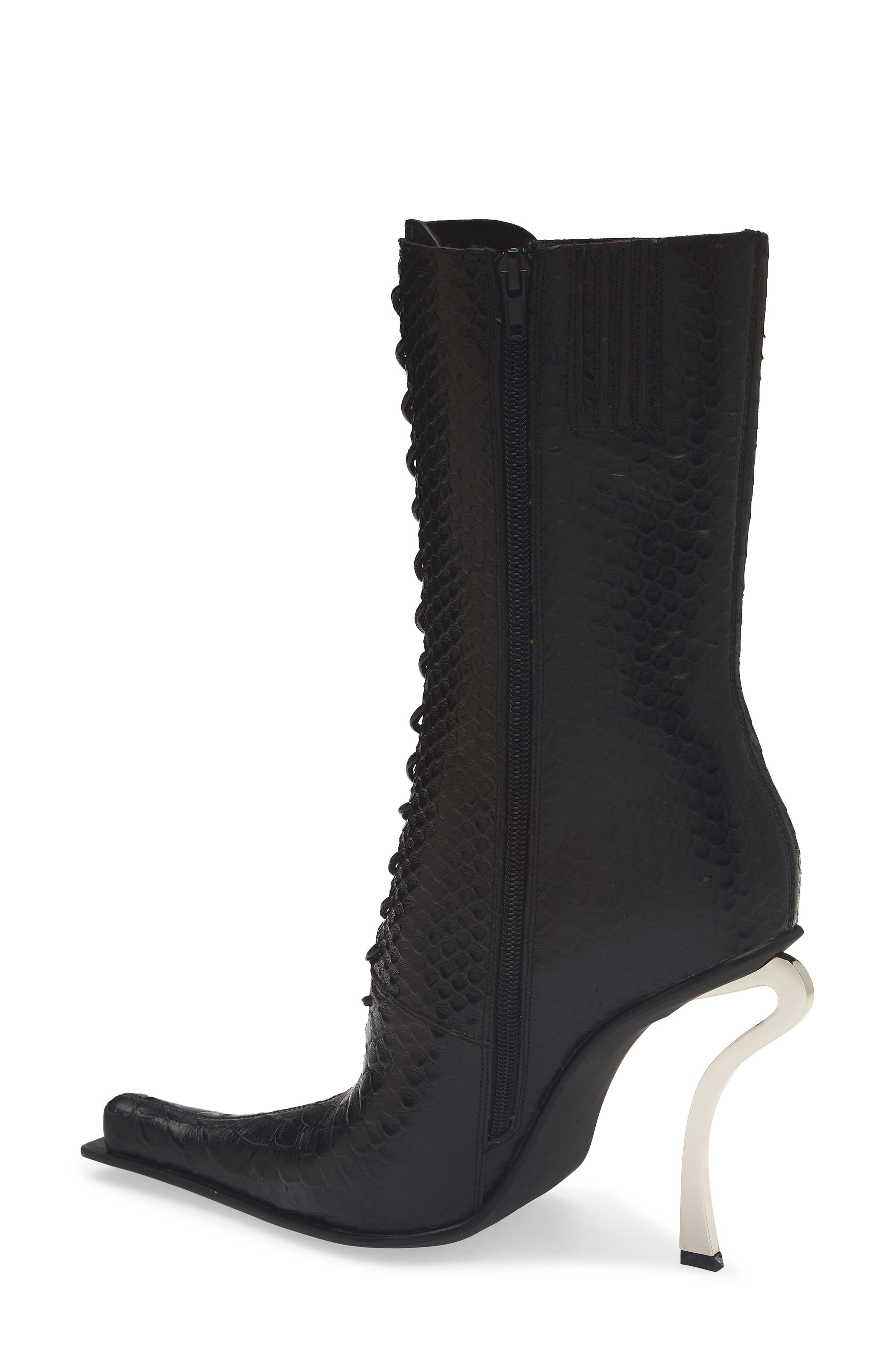 Jeffrey Campbell Rembrandt Pointy Toe Lace-Up Boot, Alternate, color, Black Snake