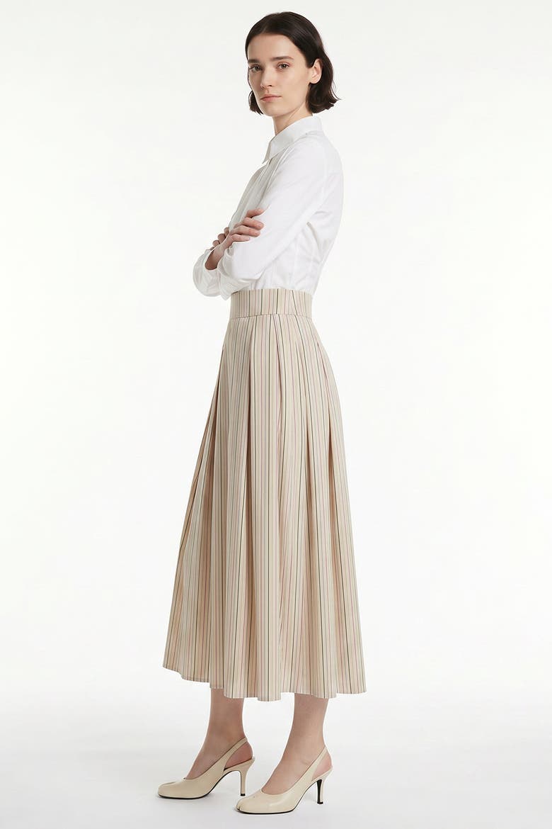 Gace Pleated Pocket Midi Skirt, Alternate, color, Beige