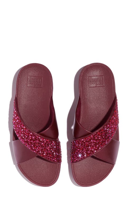 Fitflop Lulu Crystal Embellished Slide Sandal In Luxe Plum