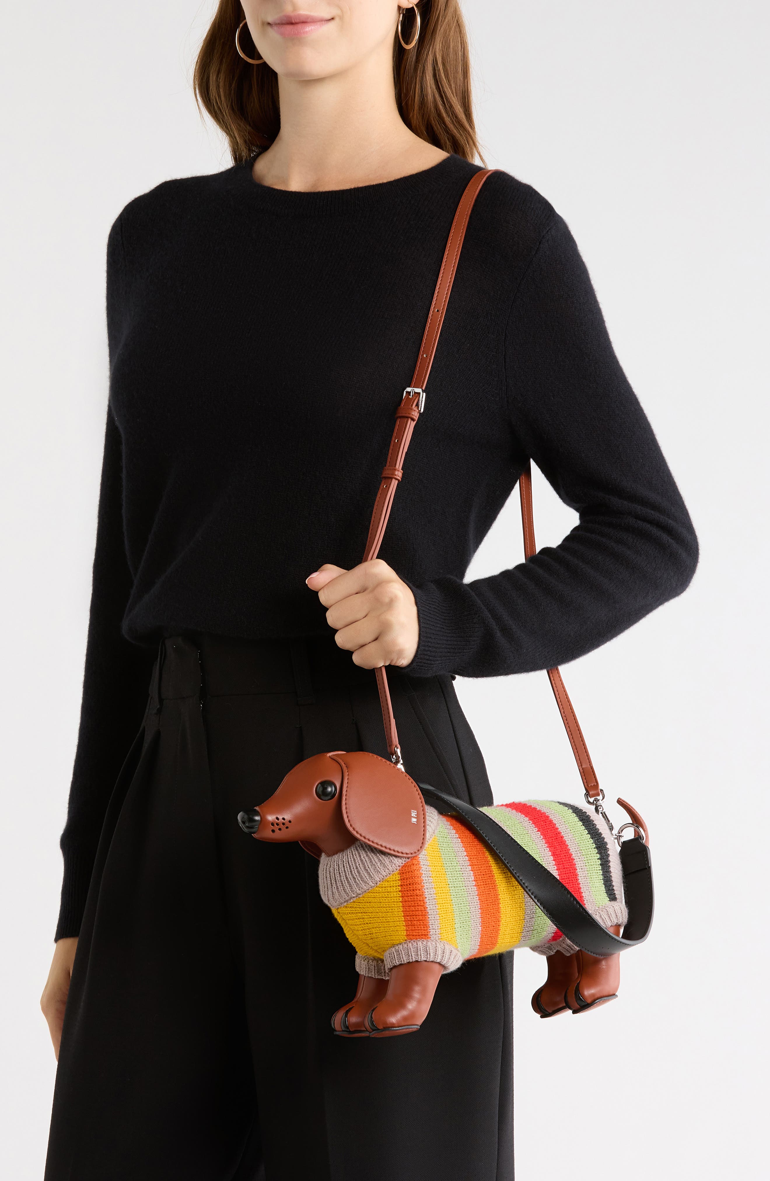 Addison Dachshund Faux Leather Handbag, Alternate, color, MULTICOLOR