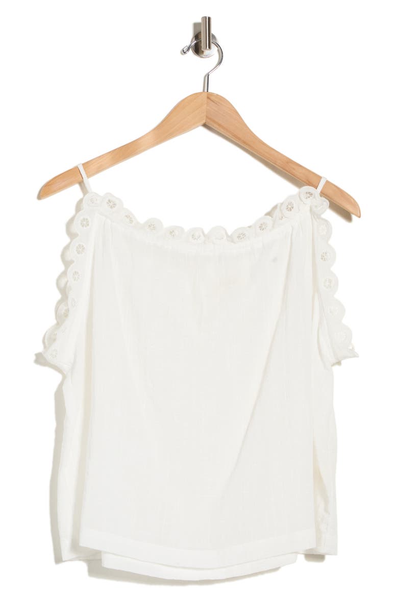 Embroidered Eyelet Lace Halter Neck Crop Tank, Alternate, color, WHITE