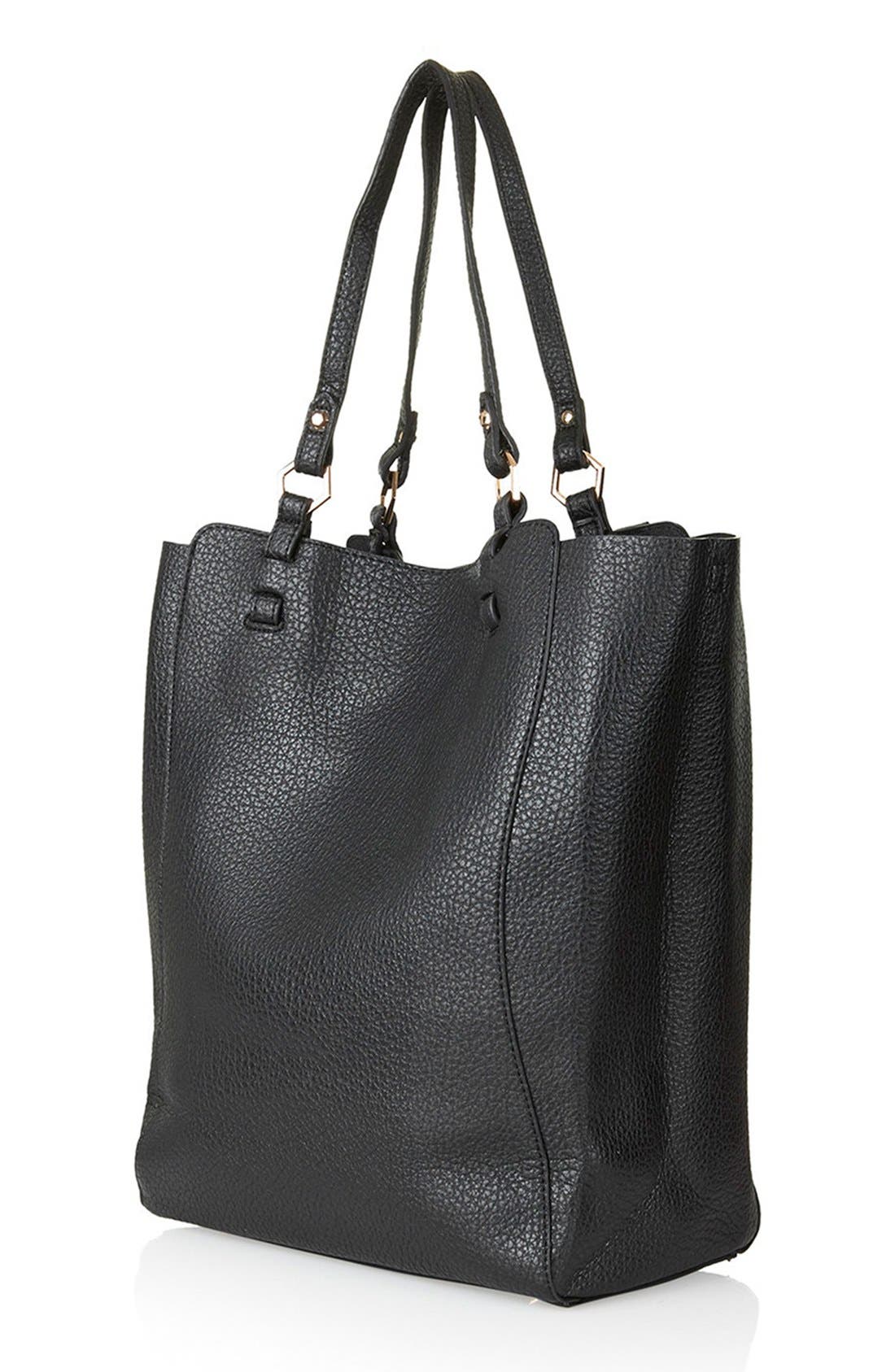 Topshop 'Hex' Faux Leather Tote, Alternate, color, 