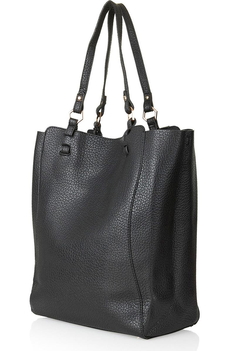 Topshop 'Hex' Faux Leather Tote, Alternate, color,