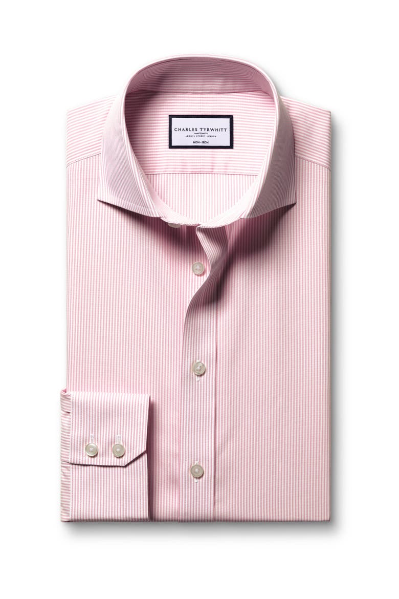 Non-Iron Poplin Bengal Stripe Shirt, Alternate, color, Pink