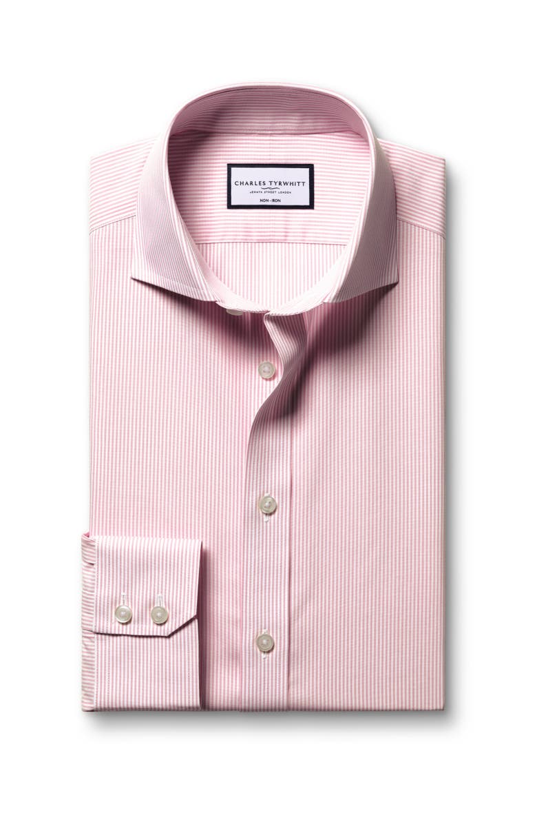 Charles Tyrwhitt Non-Iron Poplin Bengal Stripe Shirt, Alternate, color, Pink