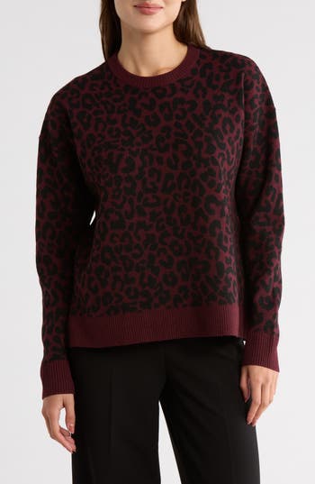 Nordstrom Rack Patterned Crewneck Sweater In Burgundy