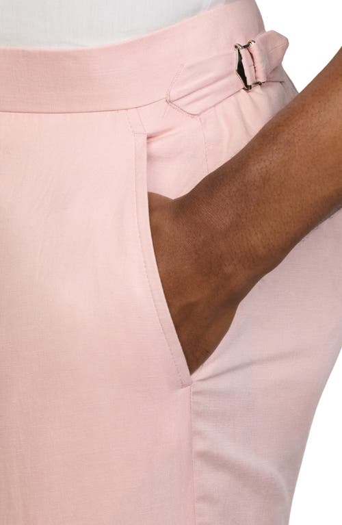 Ralph Lauren Gregory Hand-tailored Silk-linen Trouser In Soft Pink